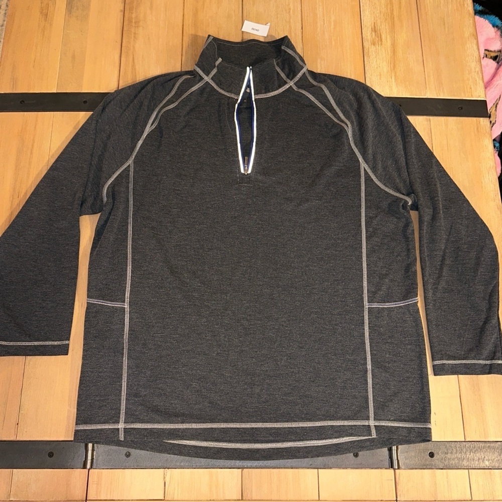 Tommy Bahama Mens Zip Pullover Charcoal Gray Long Sleeve Size XL EUC